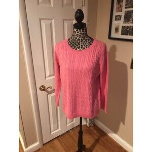 Talbots Sweater Womens XP Green Cable Knit Pullover Long Sleeve Cotton Blend G5